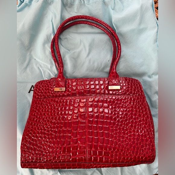 🔥🔥ANTONIO MELANI Glossy Red Croc Satchel - Picture 3 of 12